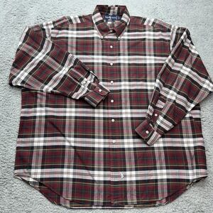Polo Ralph Lauren Big Shirt Oxford Mens XL Oversized Red Tartan Plaid Preppy